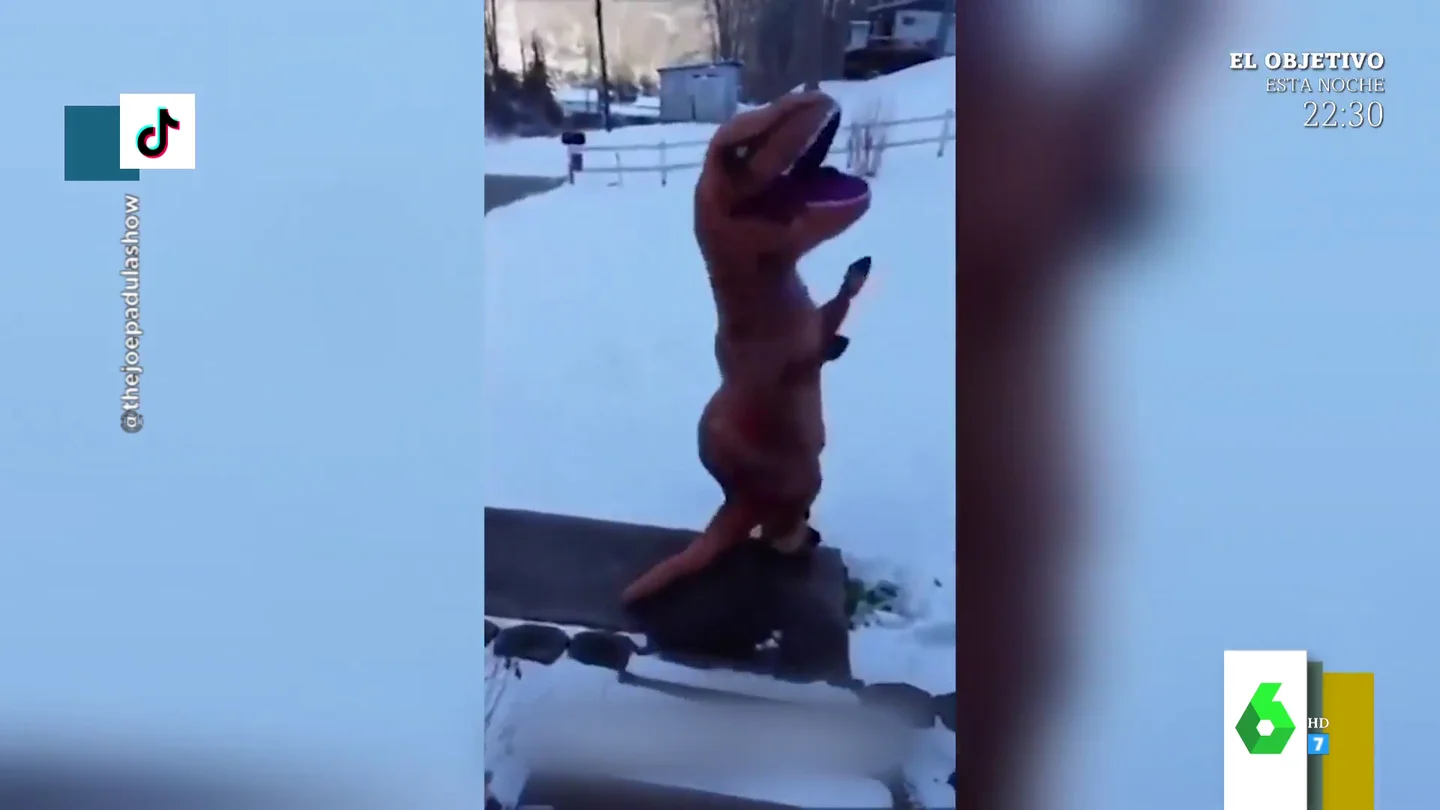 El mal rato de un hombre vestido de dinosaurio cuando le echan spray con olor a pedo dentro del disfraz El mal rato de un hombre vestido de dinosaurio cuando le echan spray con olor a pedo dentro del disfraz