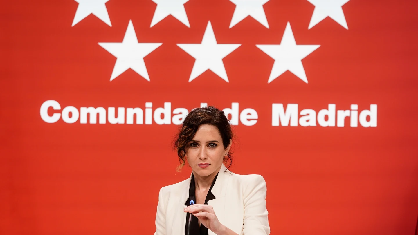 Presidenta de la Comunidad de Madrid, Isabel Díaz Ayuso, en su comparecencia desde la Real Casa de Correos Presidenta de la Comunidad de Madrid, Isabel Díaz Ayuso, en su comparecencia desde la Real Casa de Correos