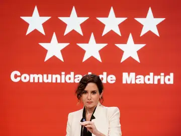 Presidenta de la Comunidad de Madrid, Isabel Díaz Ayuso, en su comparecencia desde la Real Casa de Correos