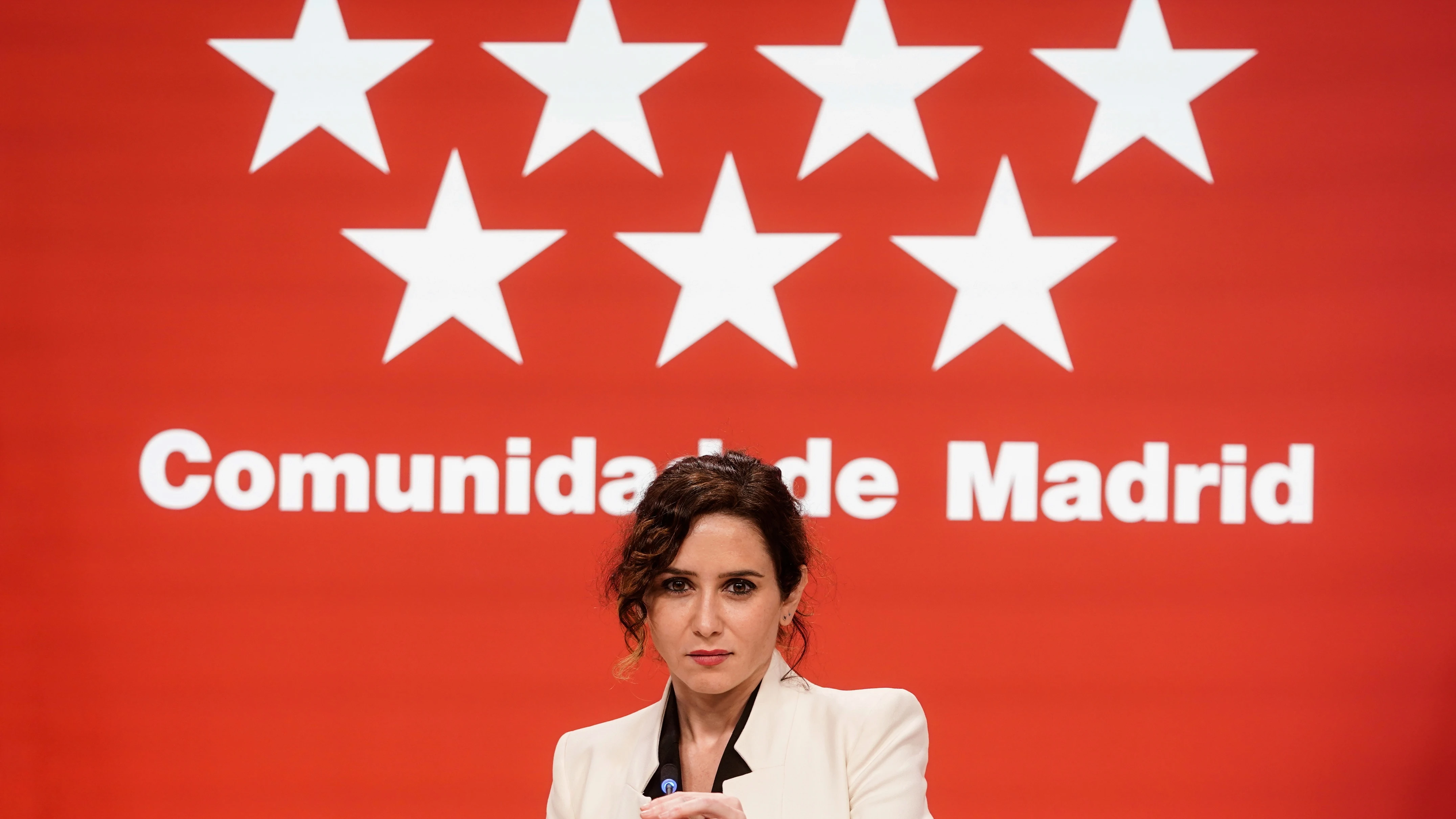 Presidenta de la Comunidad de Madrid, Isabel Díaz Ayuso, en su comparecencia desde la Real Casa de Correos