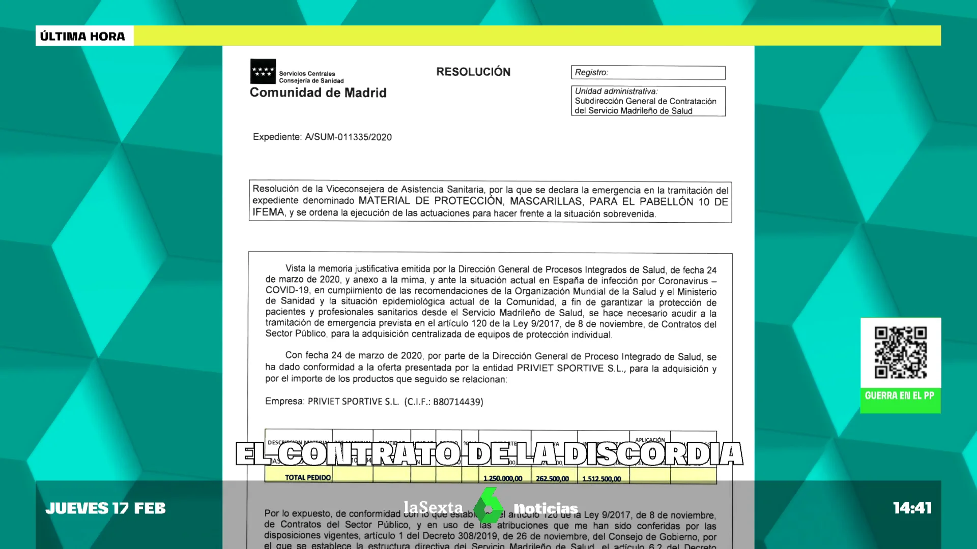 Contrato adjudicado al hermano de Ayuso