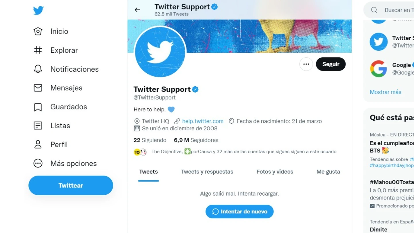 Twitter experimenta fallos Twitter experimenta fallos