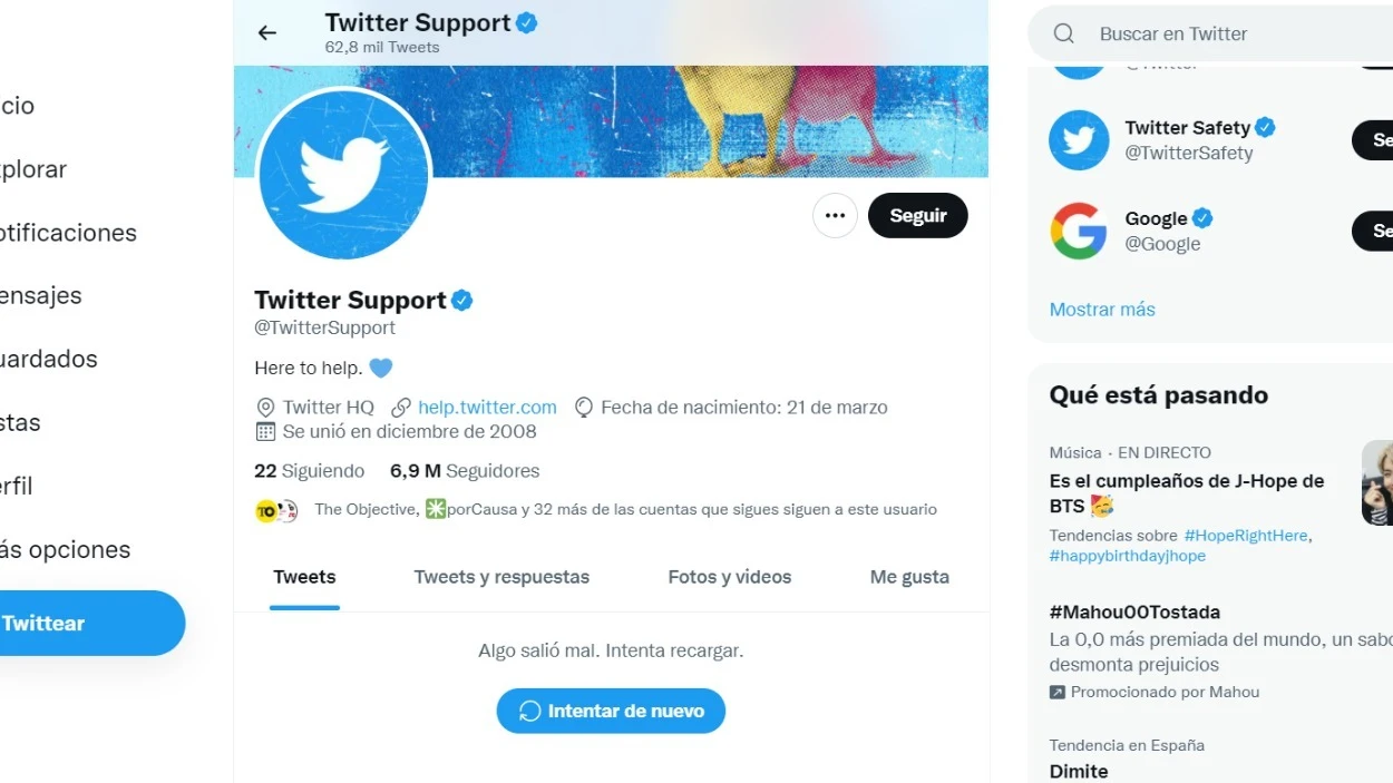 Twitter experimenta fallos 