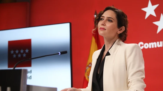 La presidenta de la Comunidad de Madrid, Isabel Díaz Ayuso, en una rueda de prensa en la Real Casa de Correos, a 17 de febrero de 2022 La presidenta de la Comunidad de Madrid, Isabel Díaz Ayuso, en una rueda de prensa en la Real Casa de Correos, a 17 de febrero de 2022