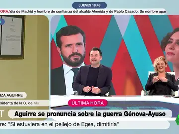 Esperanza Aguirre abandona la entrevista de Cristina Pardo e Iñaki López: &quot;Llevamos 20 minutos&quot;