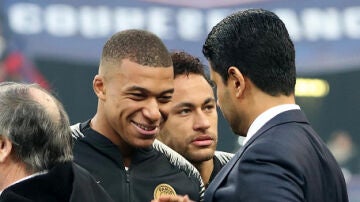 Kylian Mbappé y Nasser Al-Khelaifi