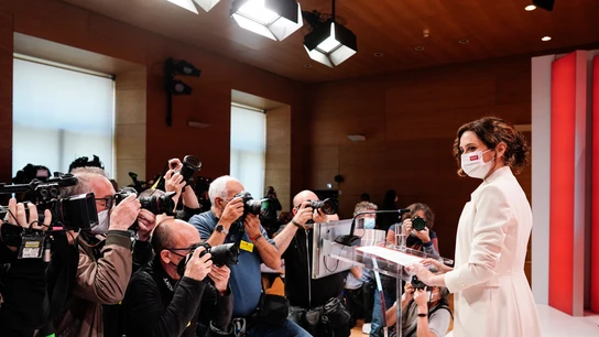 Presidenta de la Comunidad de Madrid, Isabel Díaz Ayuso, en su comparecencia desde la Real Casa de Correos Presidenta de la Comunidad de Madrid, Isabel Díaz Ayuso, en su comparecencia desde la Real Casa de Correos