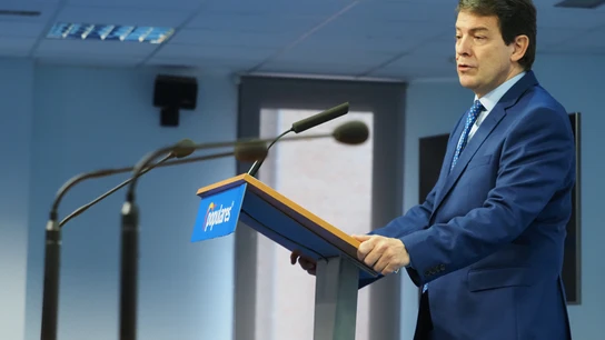 El presidente del PP en funciones de la Junta de Castilla y León, Alfonso Fernández Mañueco, en una rueda de prensa El presidente del PP en funciones de la Junta de Castilla y León, Alfonso Fernández Mañueco, en una rueda de prensa