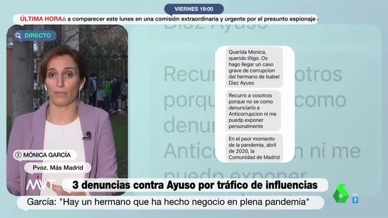 Mónica García confirma que Más Madrid recibió un SMS anónimo con datos sobre la presunta comisión de Tomás Ayuso Mónica García confirma que Más Madrid recibió un SMS anónimo con datos sobre la presunta comisión de Tomás Ayuso