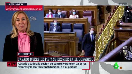 Ana Beltrán, la última fiel de Pablo Casado: "Está tranquilo, dándonos una lección de madurez y responsabilidad" Ana Beltrán, la última fiel de Pablo Casado: "Está tranquilo, dándonos una lección de madurez y responsabilidad"