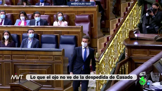 La última mirada a Sánchez: lo que no se vio de la despedida de Casado en el Congreso La última mirada a Sánchez: lo que no se vio de la despedida de Casado en el Congreso