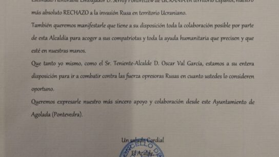 Un alcalde gallego se ofrece para ir a combatir a Ucrania contra las fuerzas rusas