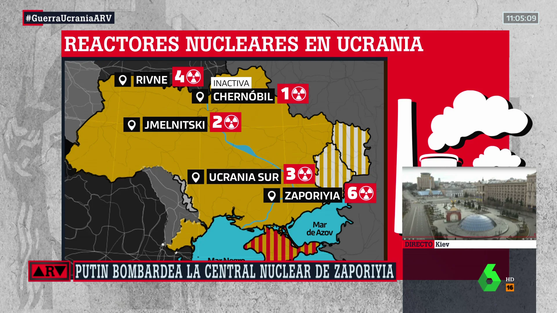 El potencial nuclear de Ucrania: 15 reactores en cuatro centrales, con la mayor planta atómica de Europa