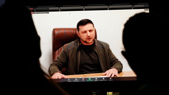 Zelenski, durante una intervención Zelenski, durante una intervención