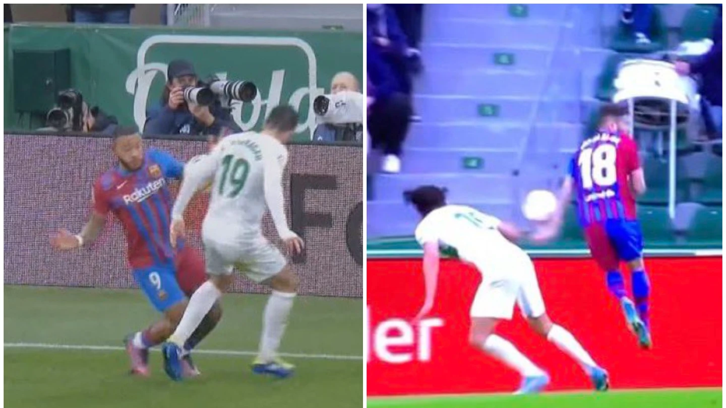 Mano de Barragán y de Jordi Alba en el Elche - Barça Mano de Barragán y de Jordi Alba en el Elche - Barça