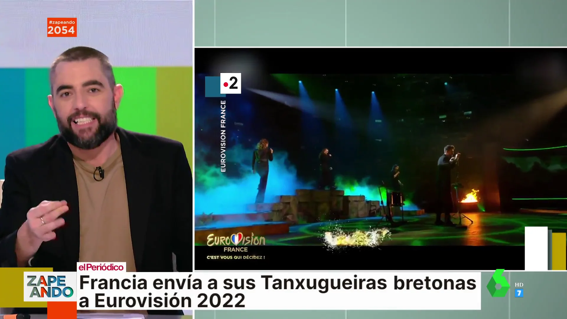 La indignación de Dani Mateo y Quique Peinado ante las representantes de Francia en Eurovisión: "¡Son Tanxugueiras pero en mal!"