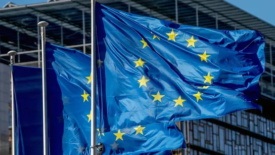 Banderas de la Unión Europea en la sede del Consejo Europeo en Bruselas. Banderas de la Unión Europea en la sede del Consejo Europeo en Bruselas.