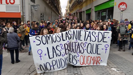 Detalle de una proclama feminista durante la manifestación feminista. Detalle de una proclama feminista durante la manifestación feminista.