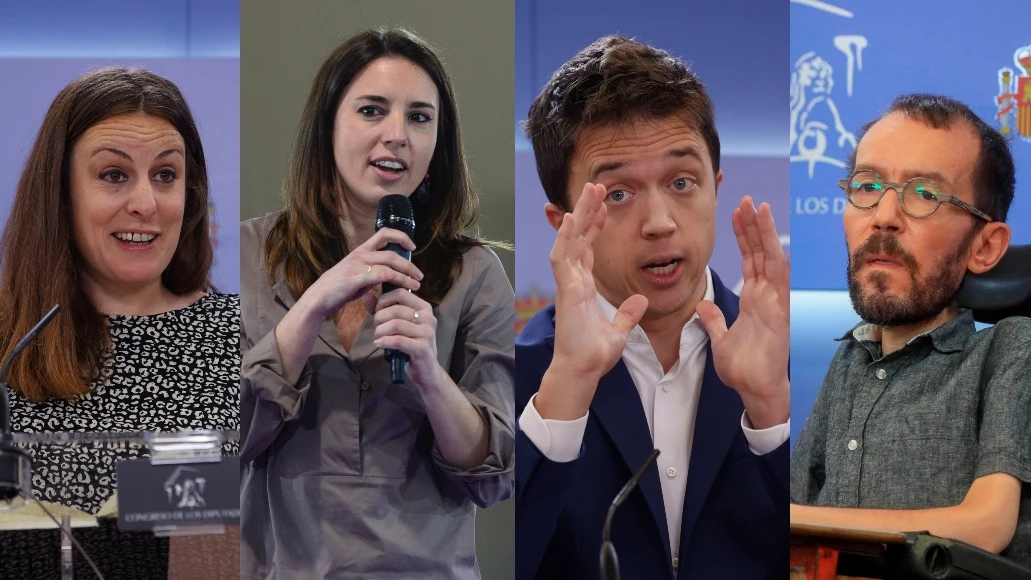 Mireia Vehí, Irene Montero, Íñigo Errejón y Pablo Echenique