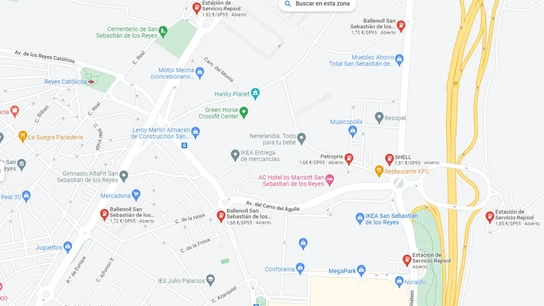 Captura de las gasolineras en Google Maps Captura de las gasolineras en Google Maps