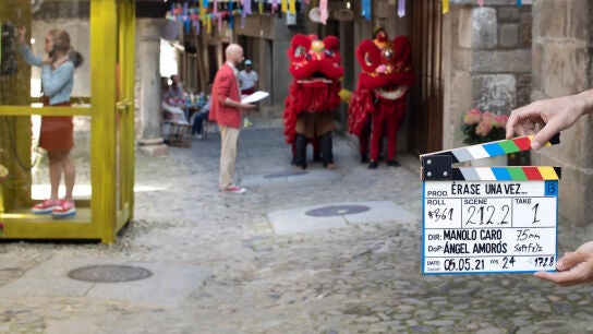 Una de las calles de La Alberca durante el rodaje. 