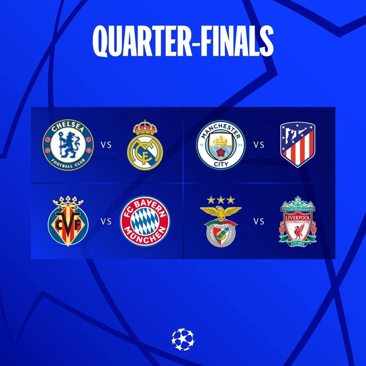 Chelsea - Real Madrid, City - Atlético y Villarreal - Bayern de Múnich, cruces en cuartos de Champions League