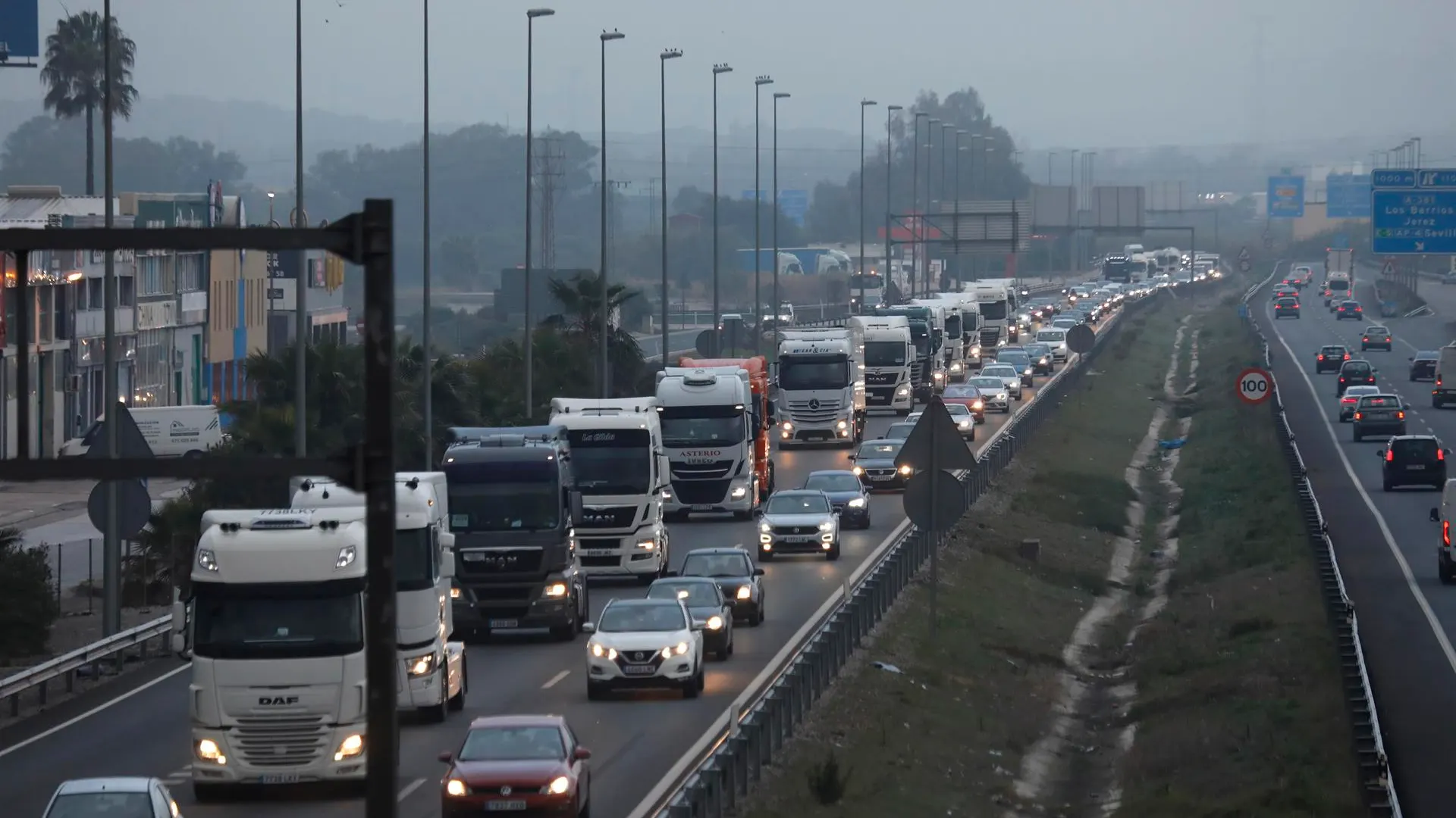 Marcha de protesta de transportistas en el Campo de Gibraltar