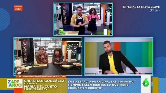 Dos presentadores de un programa de cocina defienden sus 'cagadas' en directo en Zapeando: "Aquí no se nos quema nada, decimos que se carameliza" Dos presentadores de un programa de cocina defienden sus 'cagadas' en directo en Zapeando: "Aquí no se nos quema nada, decimos que se carameliza"