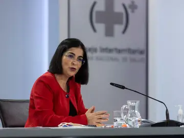La ministra de sanidad en una rueda de prensa La ministra de sanidad en una rueda de prensa