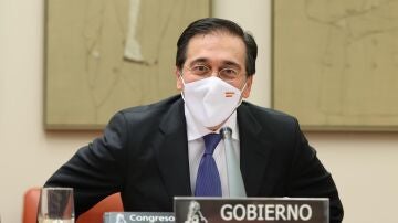 El ministro de Asuntos Exteriores, José Manuel Albares, durante una Comisión de Asuntos Exteriores del Congreso.