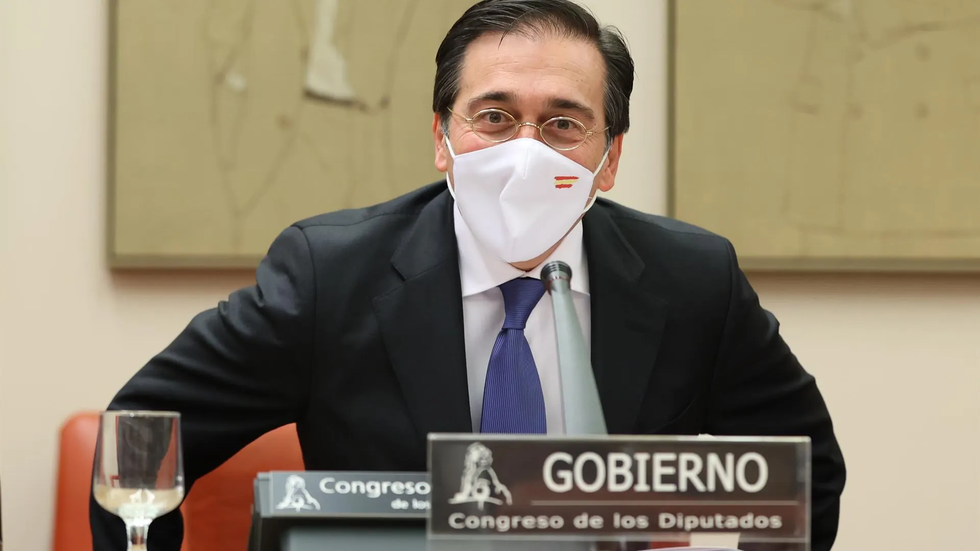 El ministro de Asuntos Exteriores, José Manuel Albares, durante una Comisión de Asuntos Exteriores del Congreso.