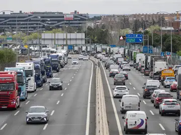 Protesta de los transportistas en Madrid