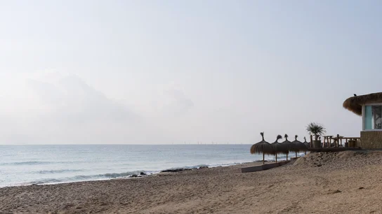 Recreación de los molinos desde Mojácar playa Recreación de los molinos desde Mojácar playa
