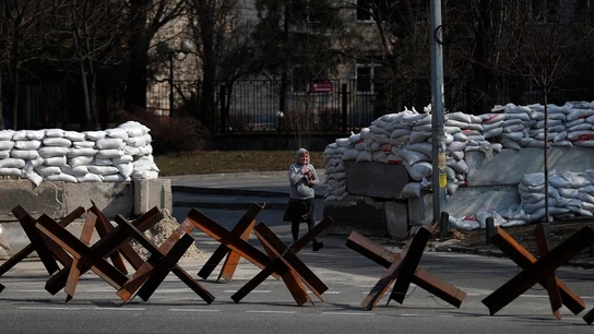Imagen de una mujer caminando por Kiev Imagen de una mujer caminando por Kiev