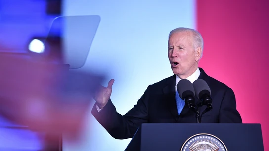 El presidente de EEUU, Joe Biden, en su discurso en Polonia. El presidente de EEUU, Joe Biden, en su discurso en Polonia.