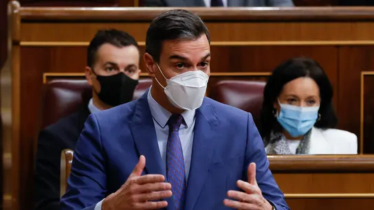 El presidente del Gobierno, Pedro Sánchez, interviene durante la sesión de control. El presidente del Gobierno, Pedro Sánchez, interviene durante la sesión de control.