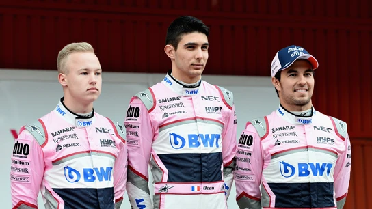 Nikita Mazepin, Esteban Ocon y 'Checo' Pérez en Force India Nikita Mazepin, Esteban Ocon y 'Checo' Pérez en Force India