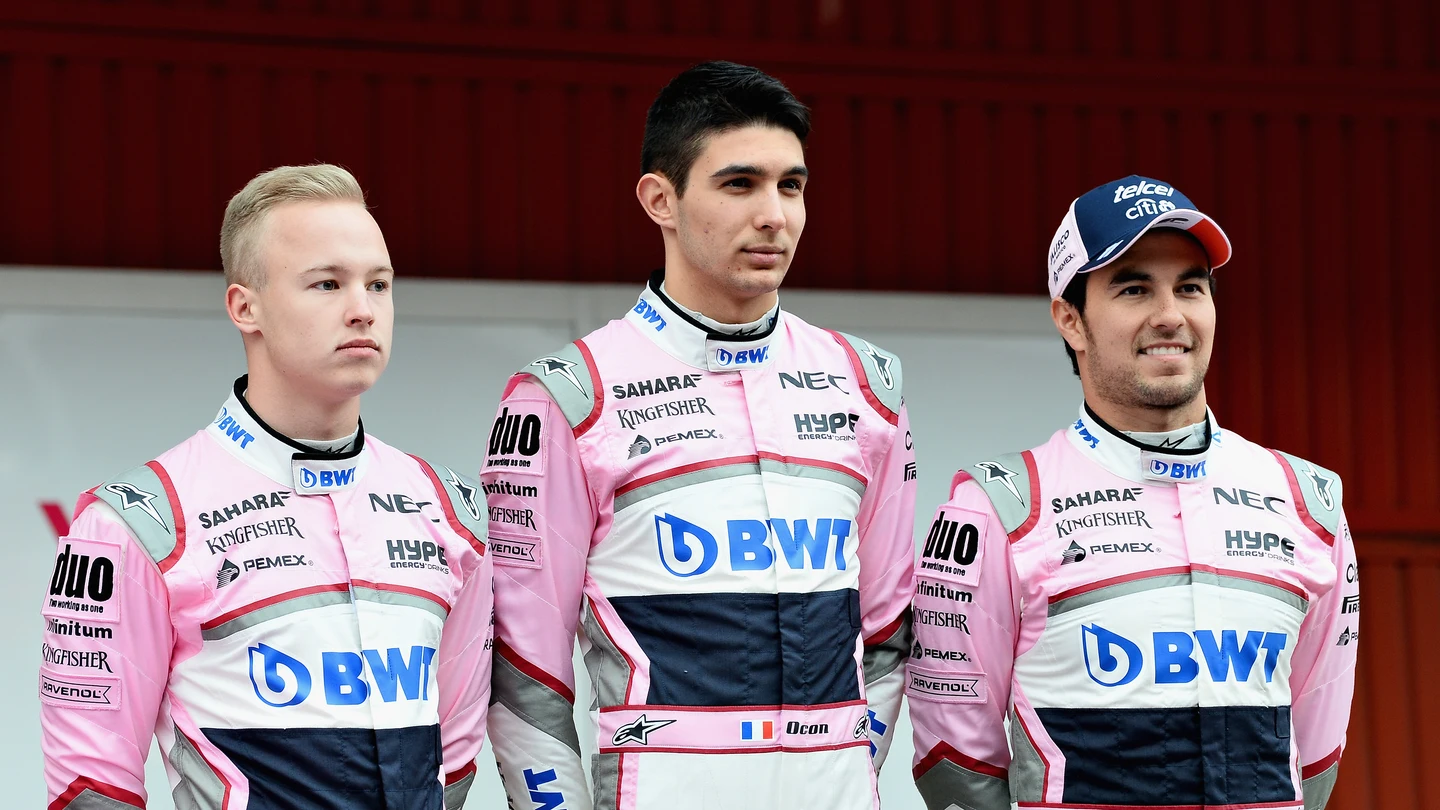 Nikita Mazepin, Esteban Ocon y 'Checo' Pérez en Force India Nikita Mazepin, Esteban Ocon y 'Checo' Pérez en Force India