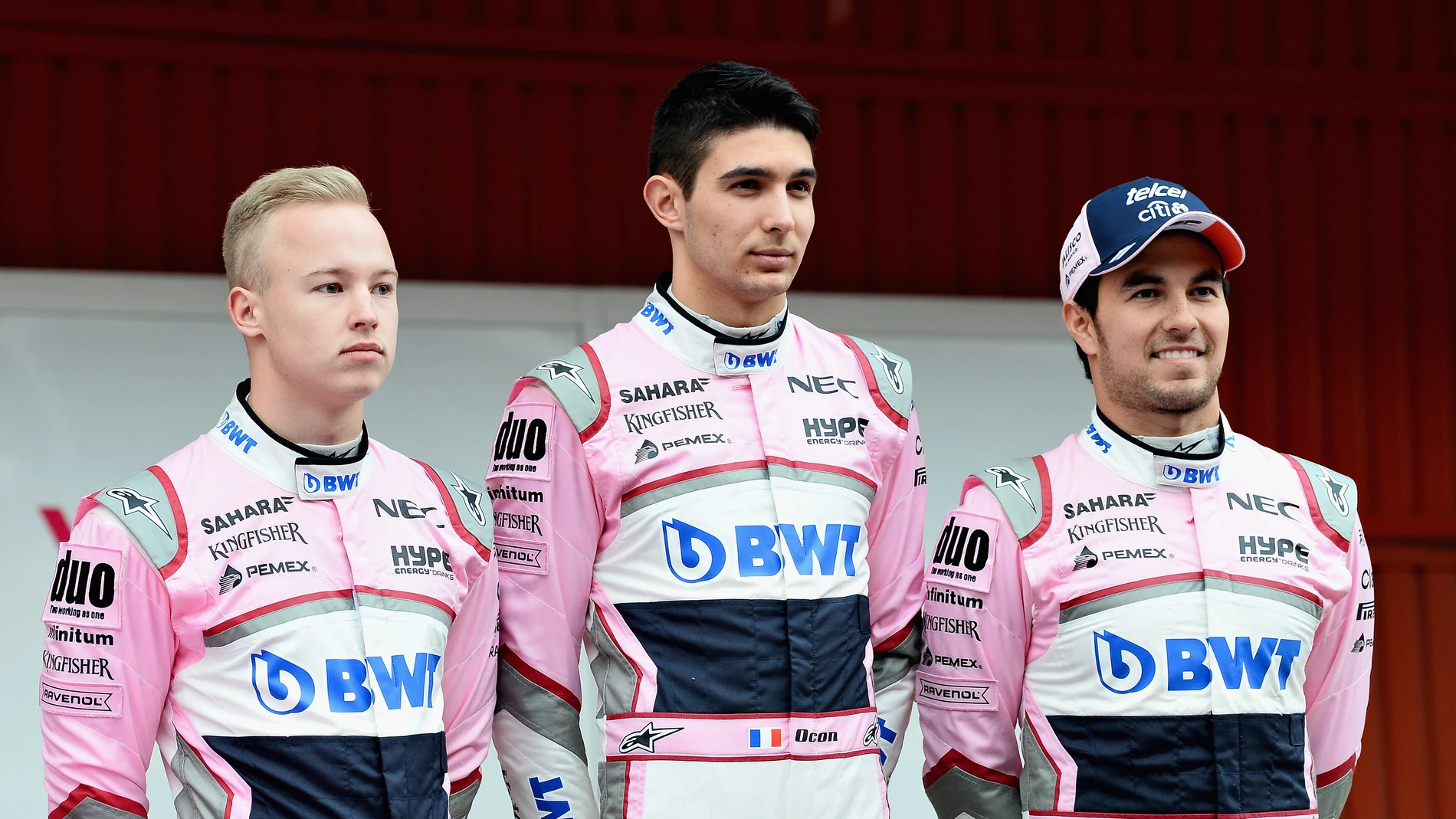 Nikita Mazepin, Esteban Ocon y &#39;Checo&#39; Pérez en Force India