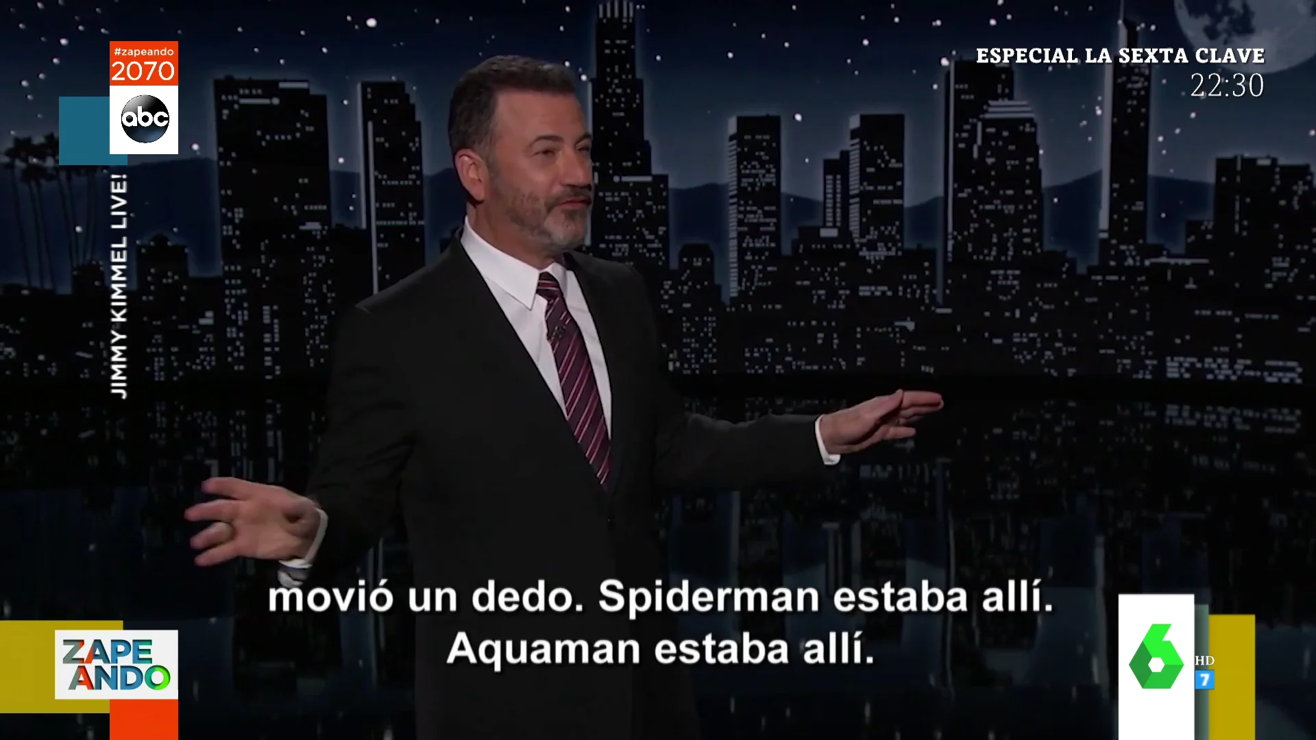 El monólogo de Jimmy Kimmel sobre Will Smith: "Una sala llena de gente y nadie hizo nada, ¡estaban Spiderman y Aquaman!"