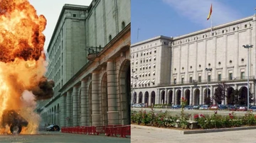 A la izquierda, una escena de la serie. A la izquierda, el Ministerio de Fomento en Madrid.