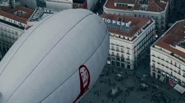 La madrileña Puerta del Sol vista desde el zeppelin.