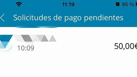 Captura de pantalla del timo por Bizum Captura de pantalla del timo por Bizum