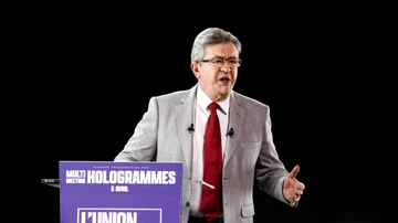 Jean-Luc Melenchon, durante un acto de campaña