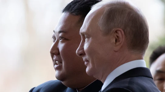 Kim Jong-Un y Vladimir Putin, durante un encuentro en 2019 Kim Jong-Un y Vladimir Putin, durante un encuentro en 2019