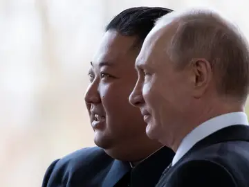 Kim Jong-Un y Vladimir Putin, durante un encuentro en 2019