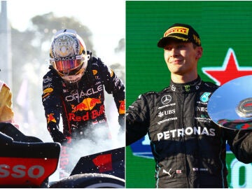 Max Verstappen y George Russell, en Australia