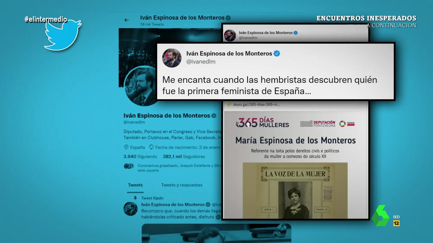 Iván Espinosa de los Monteros intenta apropiarse de una figura histórica del feminismo con su mismo apellido Iván Espinosa de los Monteros intenta apropiarse de una figura histórica del feminismo con su mismo apellido