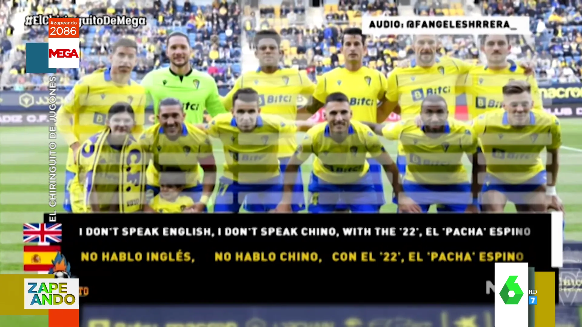 El ingenio del 'speaker' del Cádiz cantando la alineación en inglés con juegos de palabras