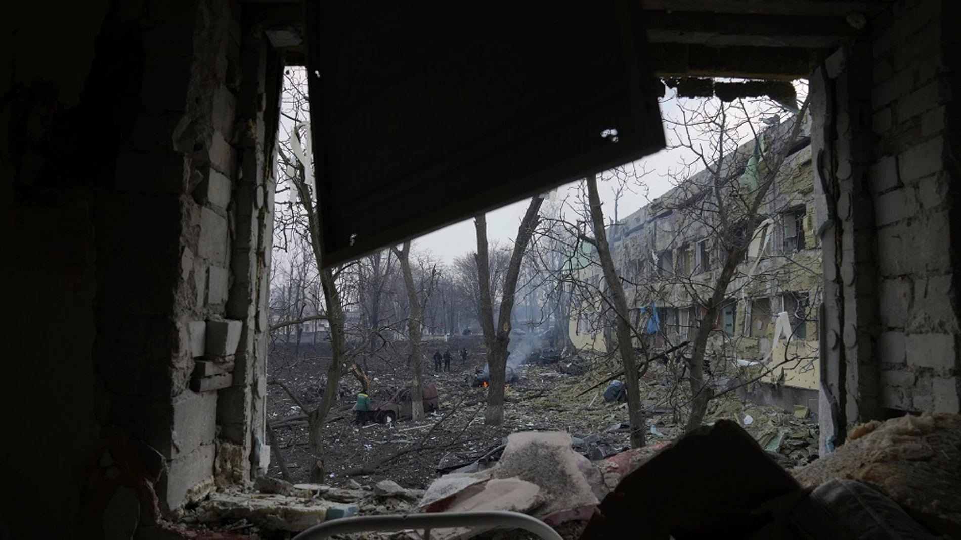 Hospital de Ucrania destruido